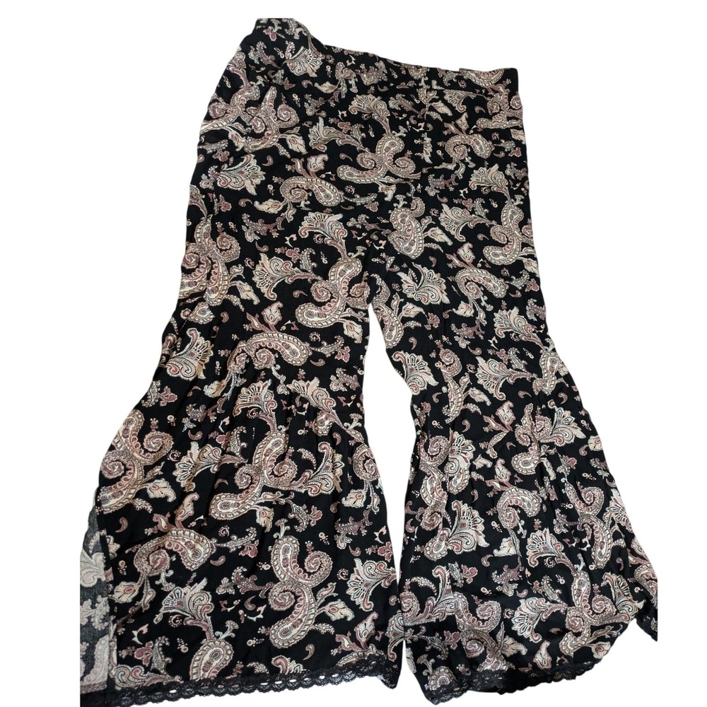 All Worthy 1XP Paisley Wide Leg Flare Bell Bottom Pants Boho Plus Petite